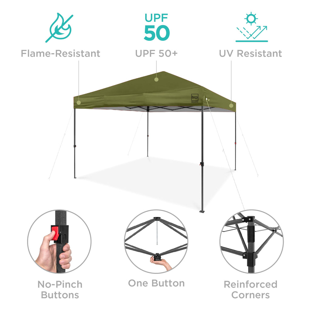 One-Person Setup Instant Pop Up Canopy w/ Case, 4 Weight Bags - 8x8ft