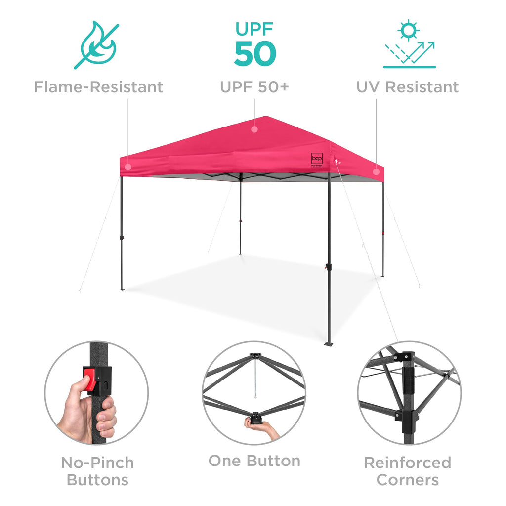 One-Person Setup Instant Pop Up Canopy w/ Case, 4 Weight Bags - 8x8ft