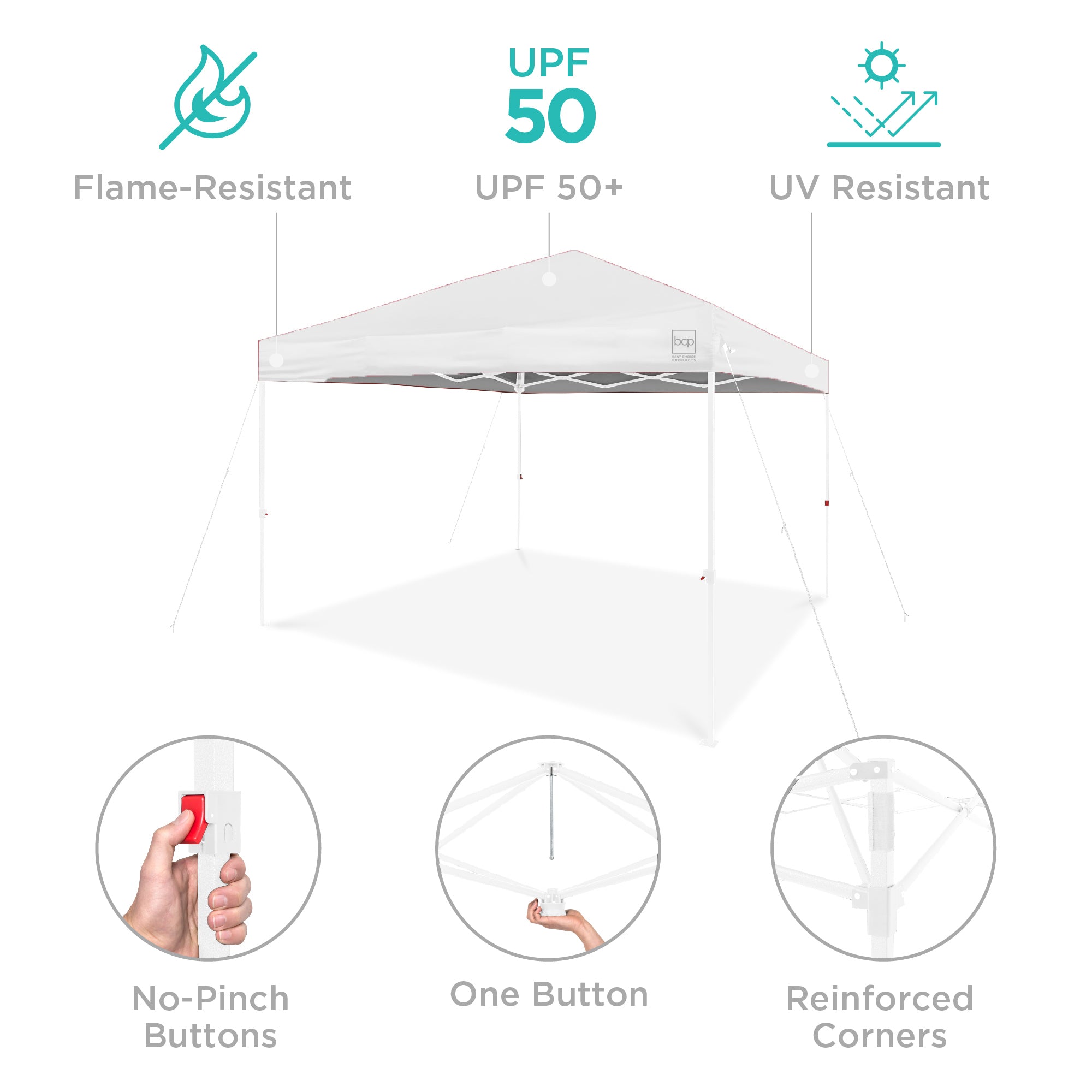 One-Person Setup Instant Pop Up Canopy w/ Case, 4 Weight Bags - 8x8ft