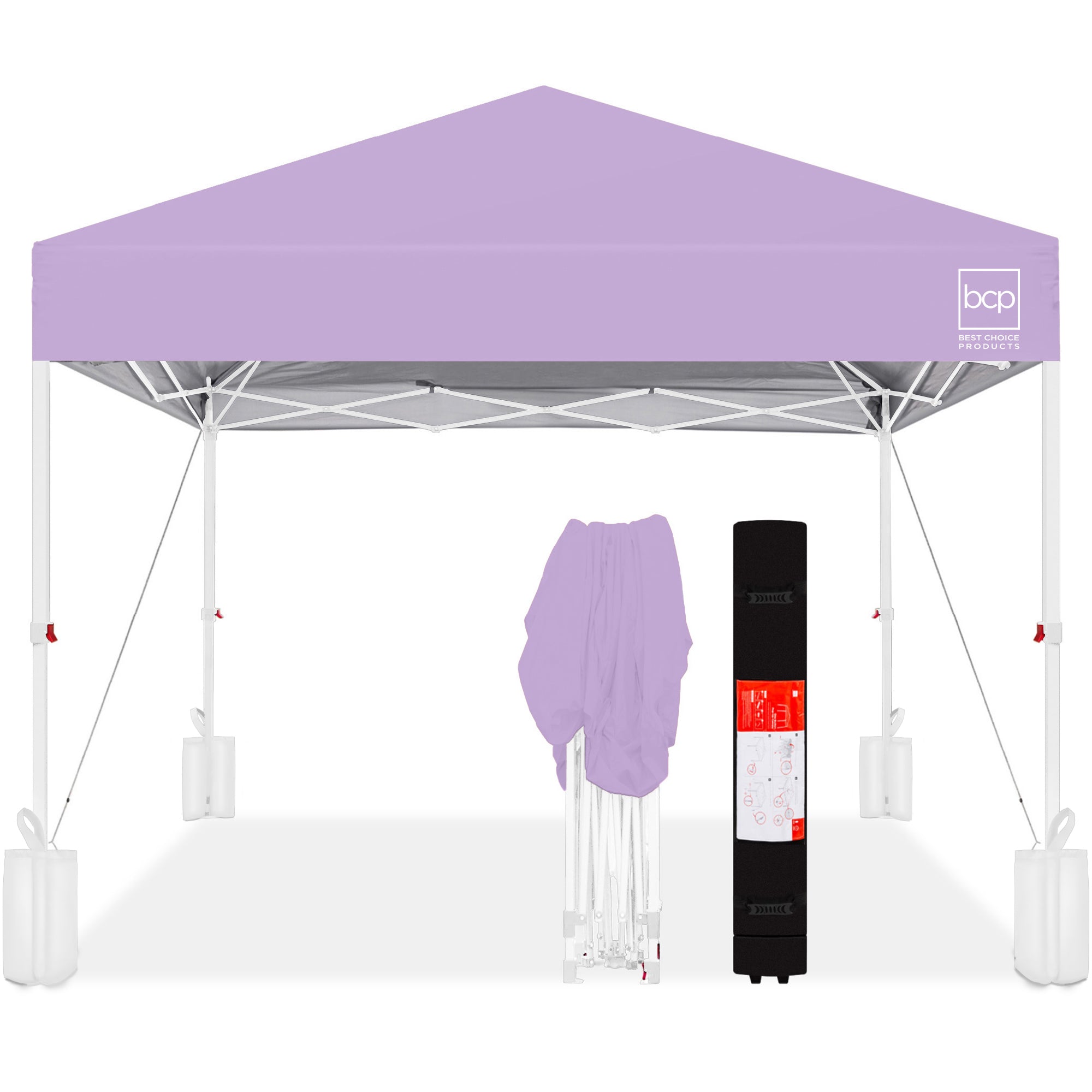 One-Person Setup Instant Pop Up Canopy w/ Case, 4 Weight Bags - 8x8ft