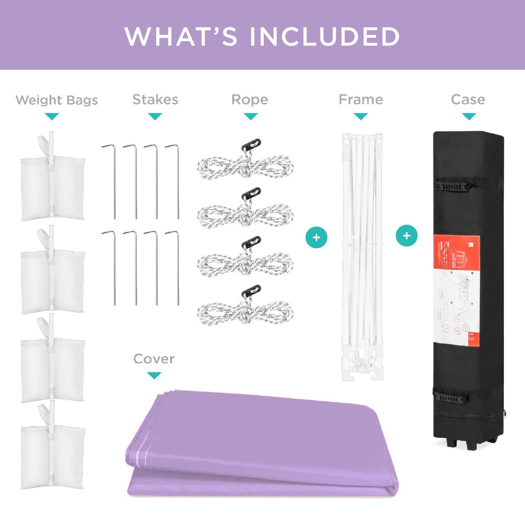 One-Person Setup Instant Pop Up Canopy w/ Case, 4 Weight Bags - 8x8ft