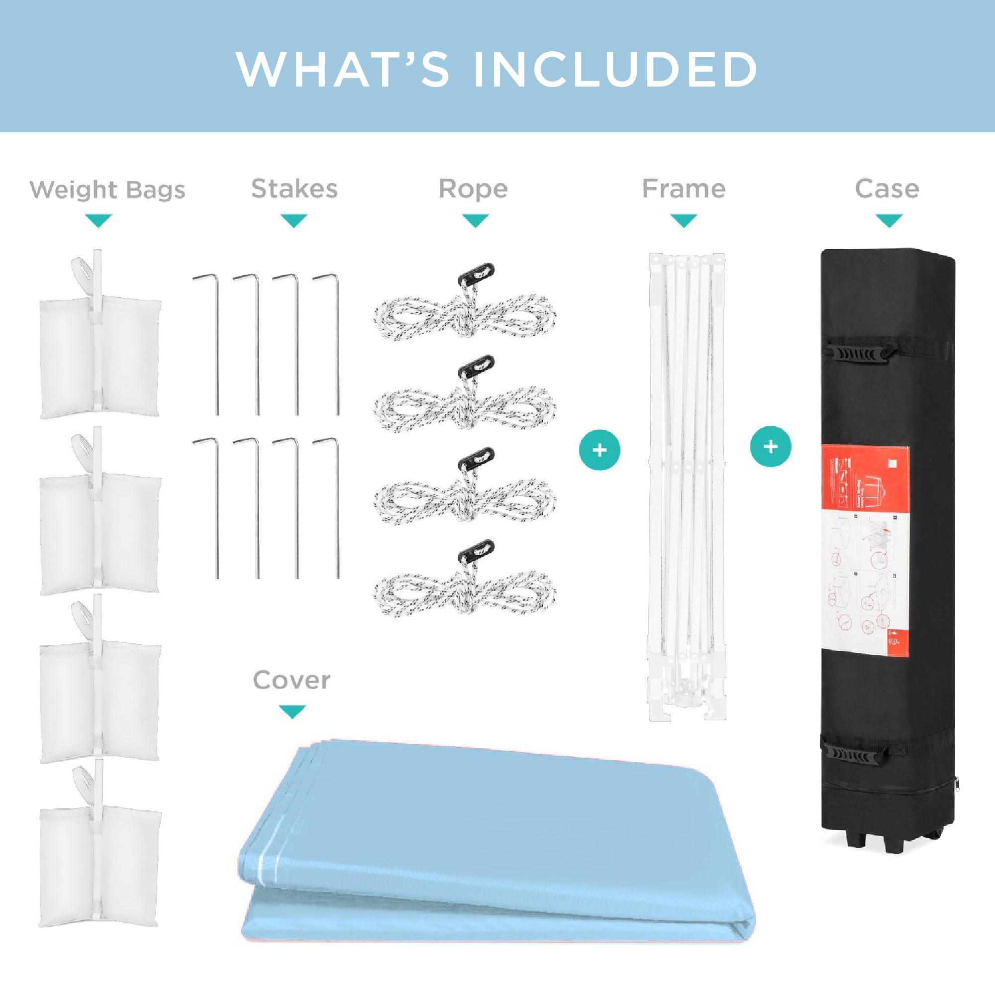 One-Person Setup Instant Pop Up Canopy w/ Case, 4 Weight Bags - 8x8ft