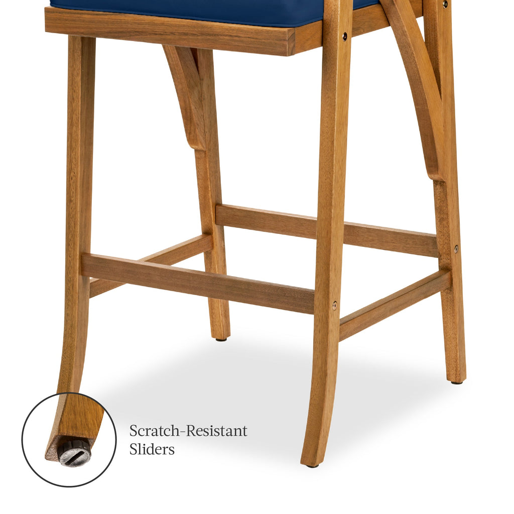 Set of 2 Outdoor Acacia Wood Bar Stools Chairs w/ Weather-Resistant Cushions