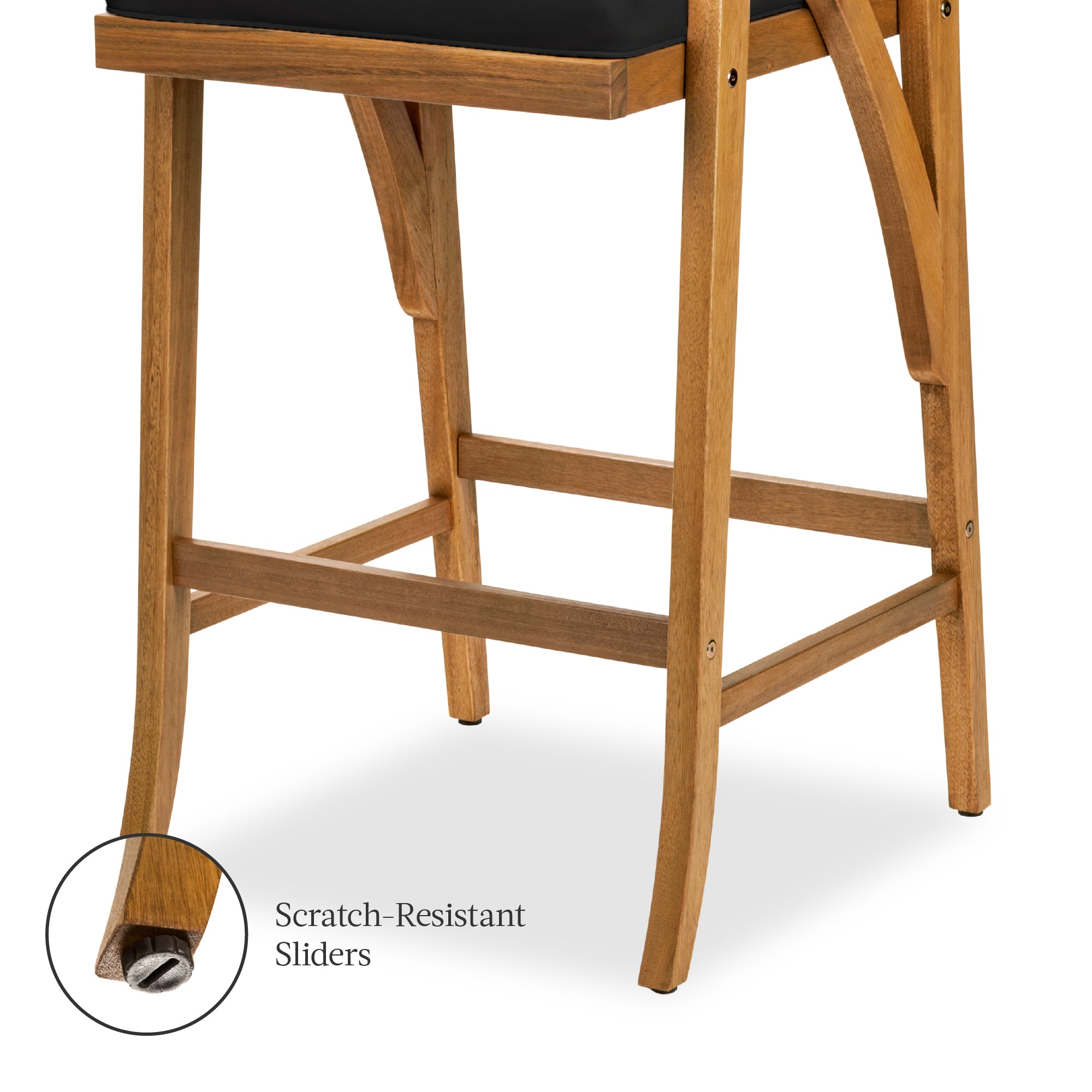 Set of 2 Outdoor Acacia Wood Bar Stools Chairs w/ Weather-Resistant Cushions