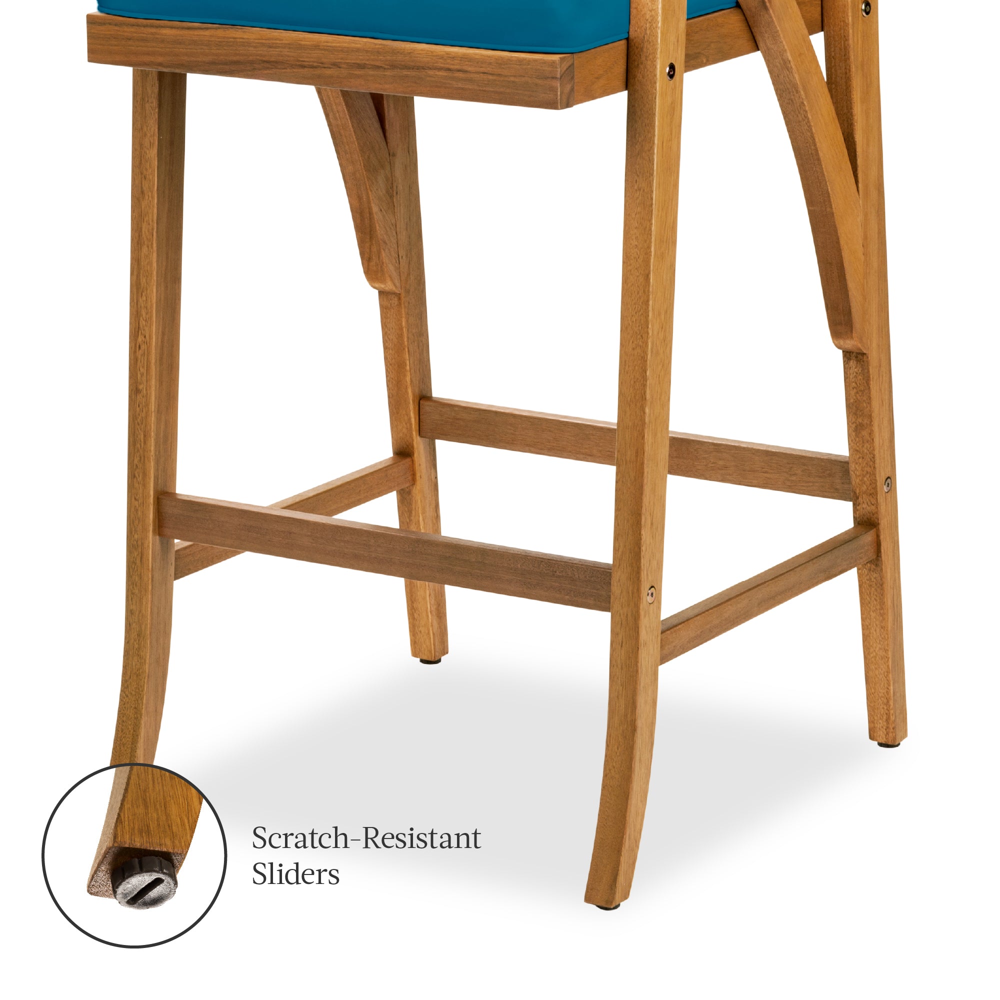 Set of 2 Outdoor Acacia Wood Bar Stools Chairs w/ Weather-Resistant Cushions