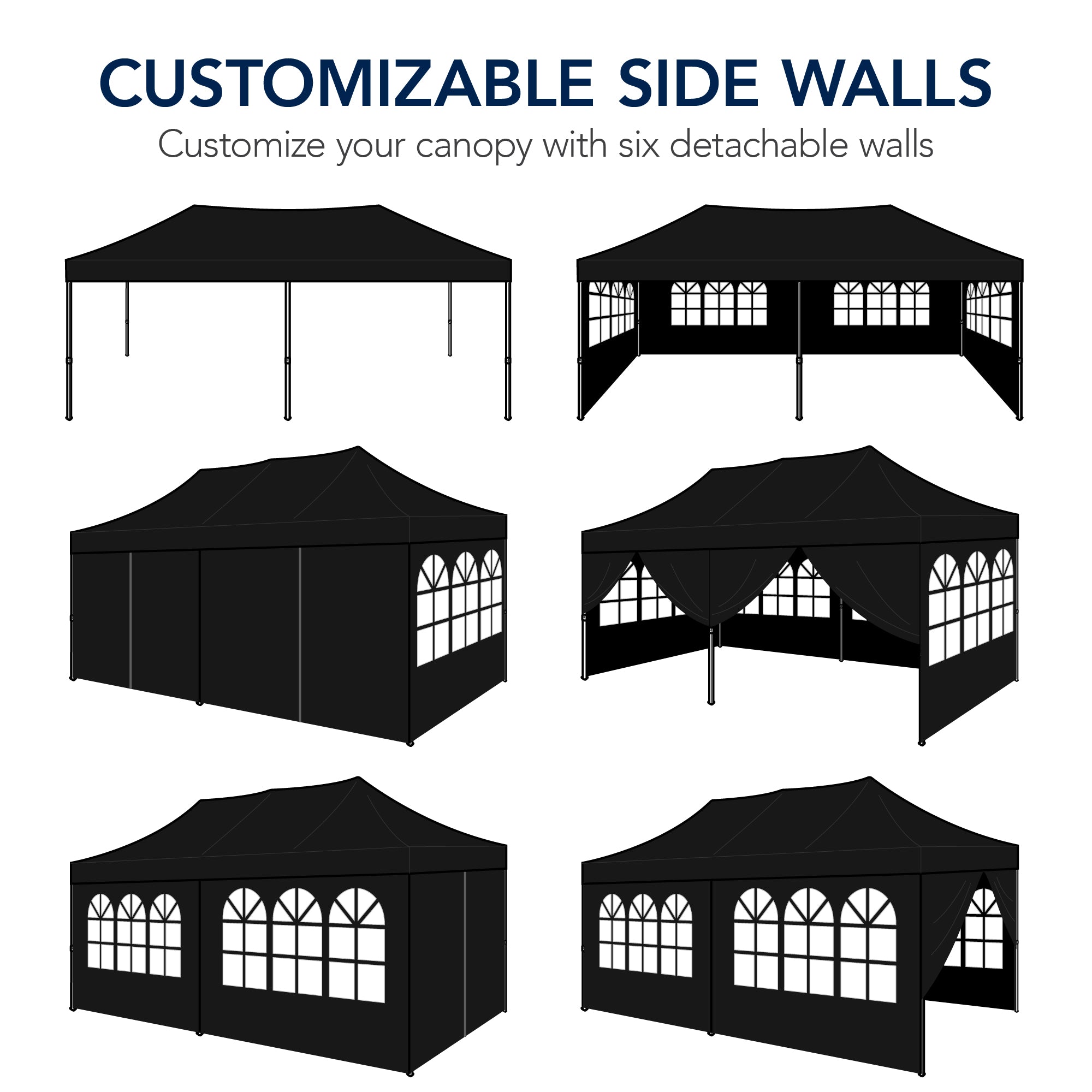 Pop Up Party Tent Canopy w/ 1-Button Easy Setup - 10x20ft