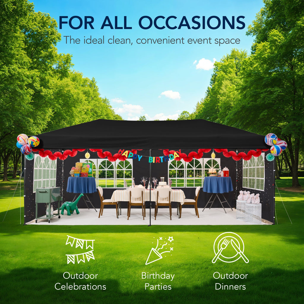 Pop Up Party Tent Canopy w/ 1-Button Easy Setup - 10x20ft