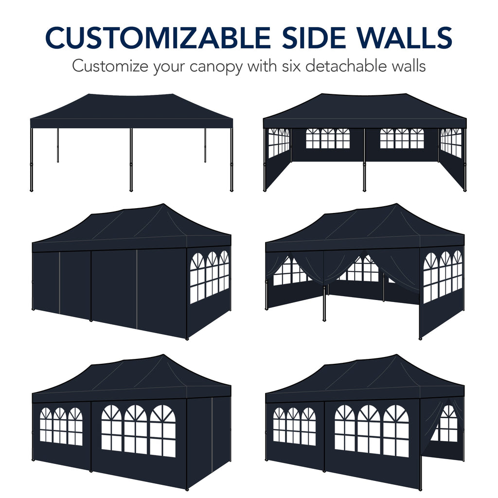 Pop Up Party Tent Canopy w/ 1-Button Easy Setup - 10x20ft
