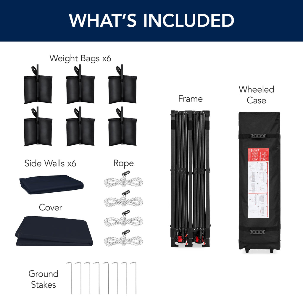 Pop Up Party Tent Canopy w/ 1-Button Easy Setup - 10x20ft