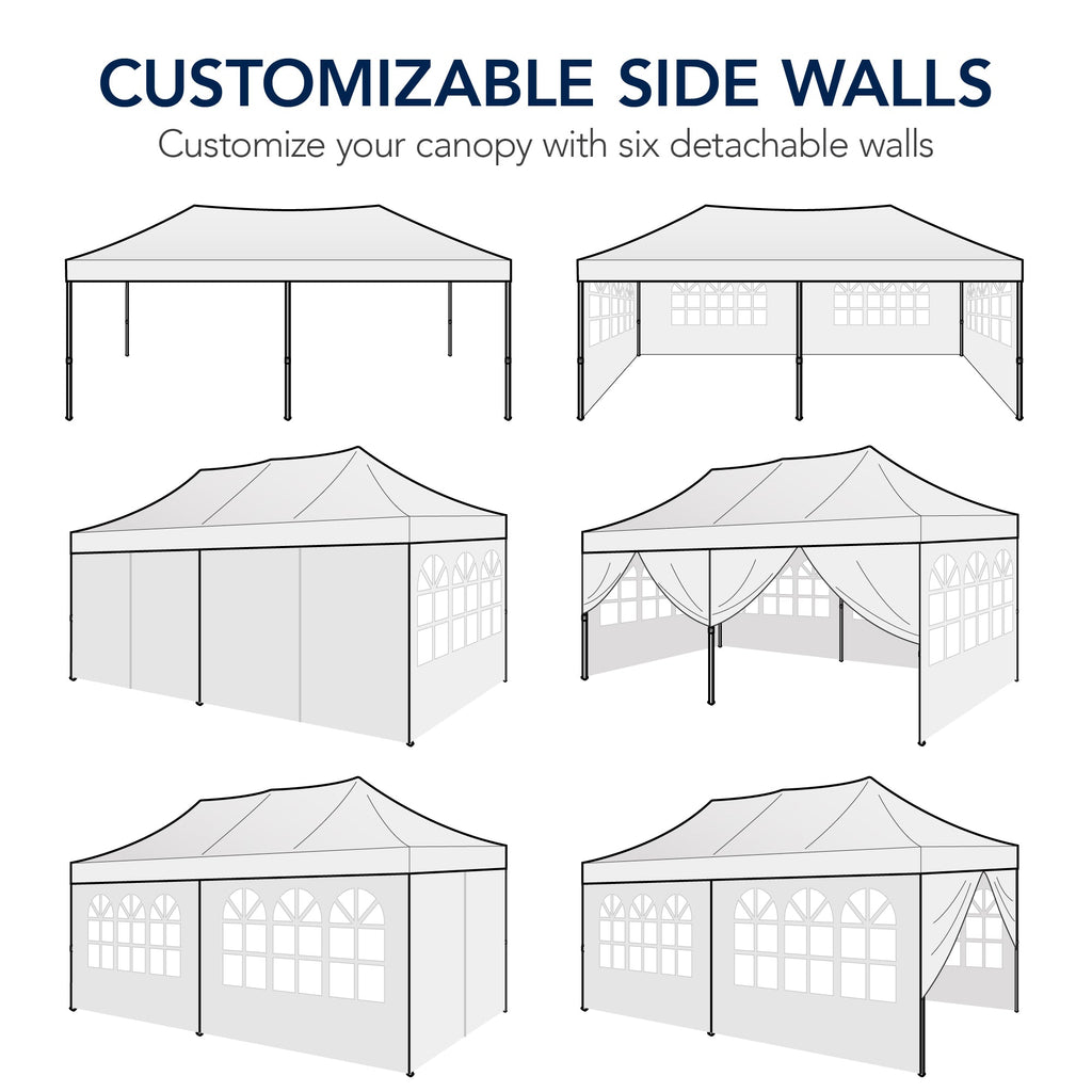 Pop Up Party Tent Canopy w/ 1-Button Easy Setup - 10x20ft