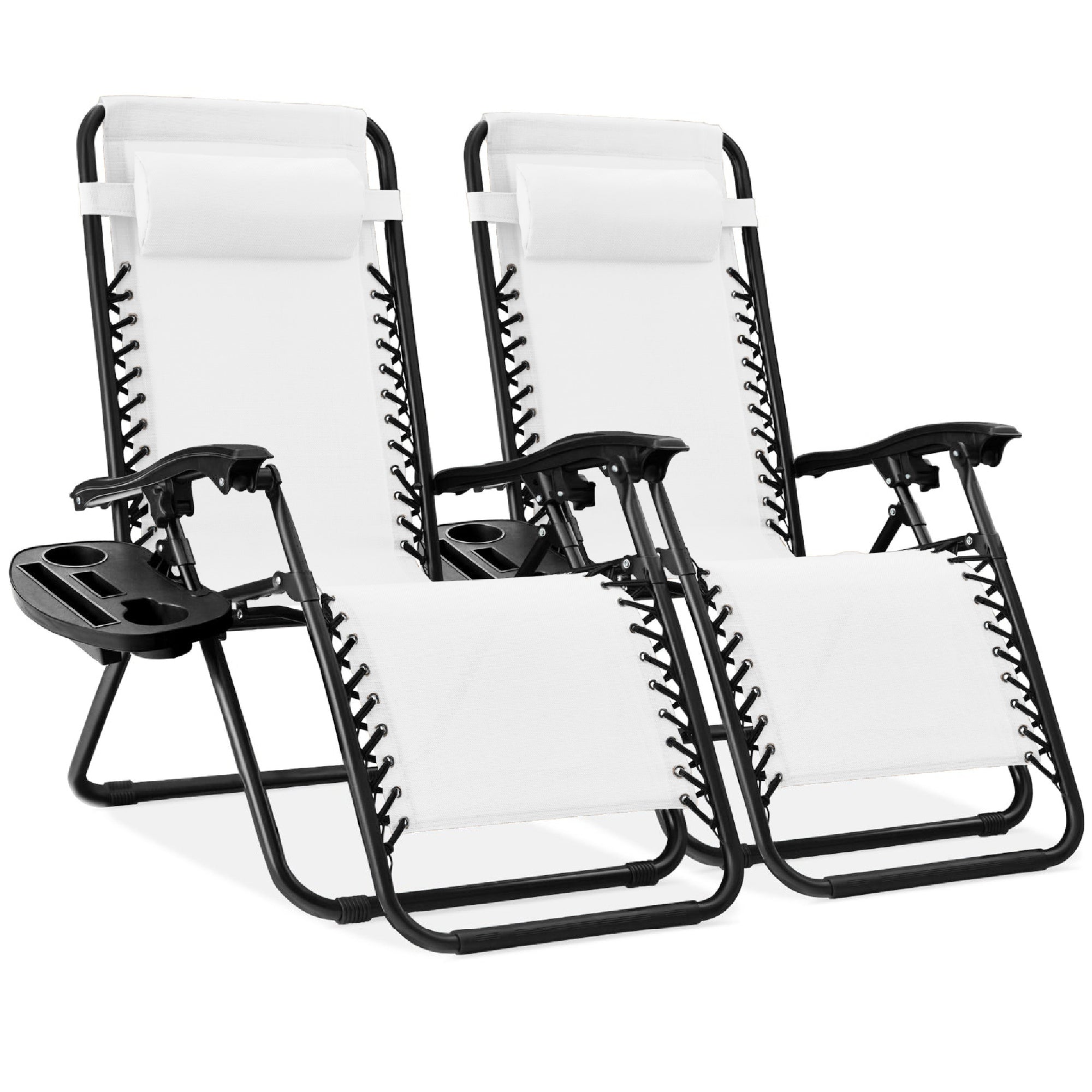 Set of 2 Adjustable Zero Gravity Patio Chair Recliners w/ Cup Holders