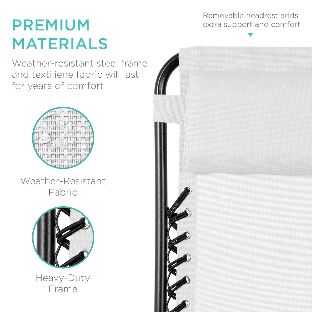 Set of 2 Adjustable Zero Gravity Patio Chair Recliners w/ Cup Holders