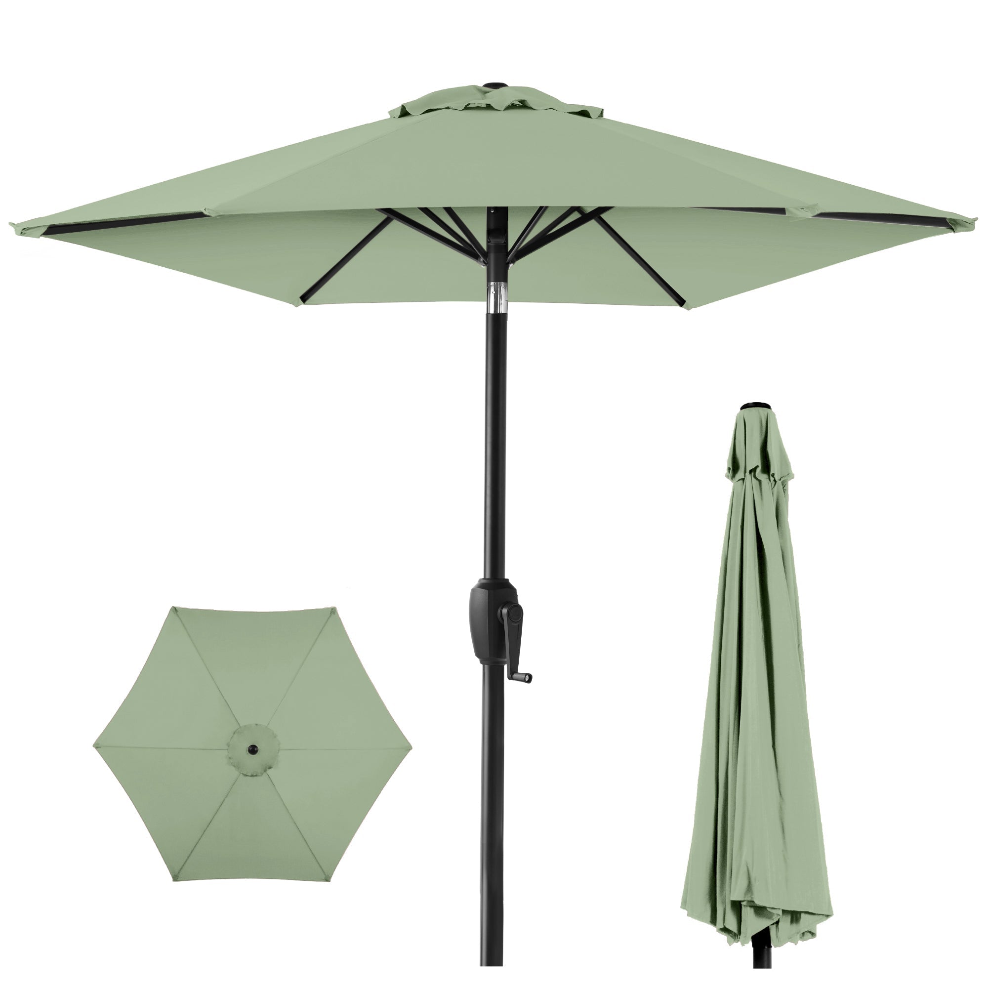 Outdoor Market Patio Umbrella w/ Push Button Tilt, Crank Lift - 7.5ft