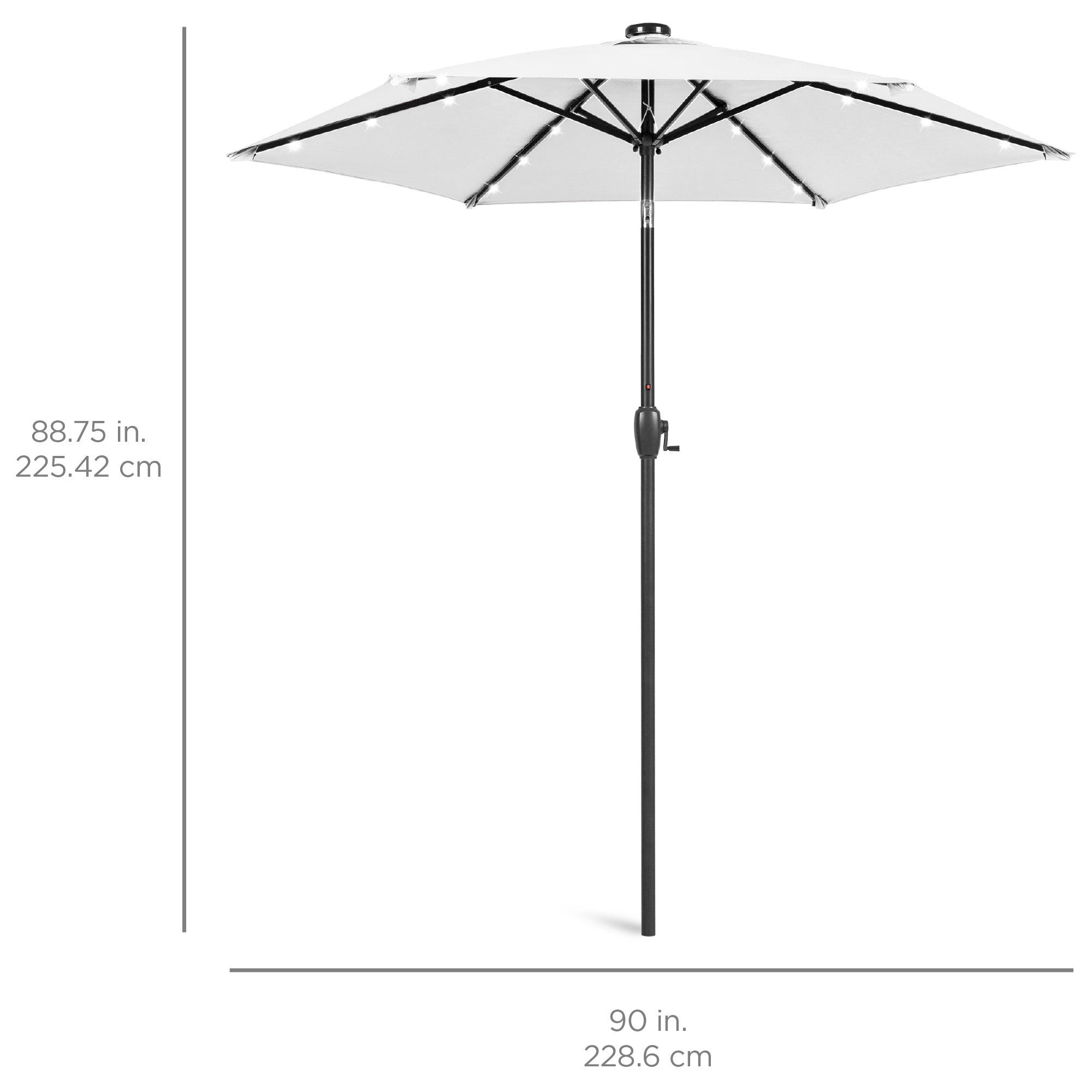 Outdoor Solar Patio Umbrella w/ Push Button Tilt, Crank Lift - 7.5ft