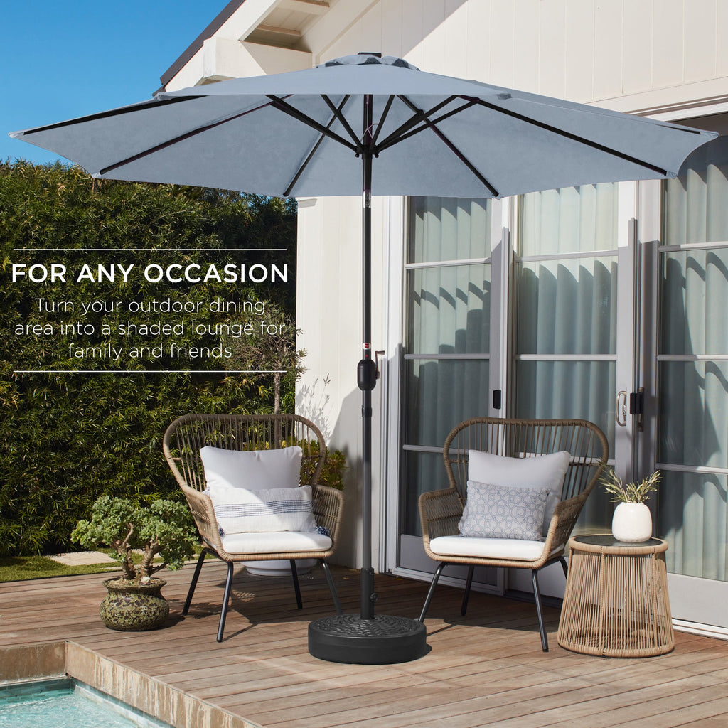 Outdoor Steel Market Patio Umbrella Decoration w/ Tilt, Crank Lift - 10ft