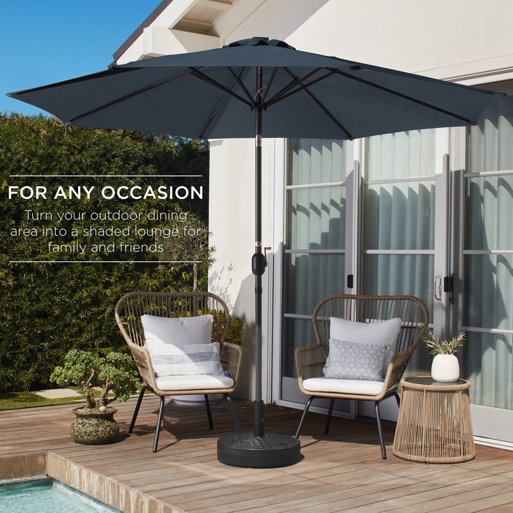 Outdoor Steel Market Patio Umbrella Decoration w/ Tilt, Crank Lift - 10ft