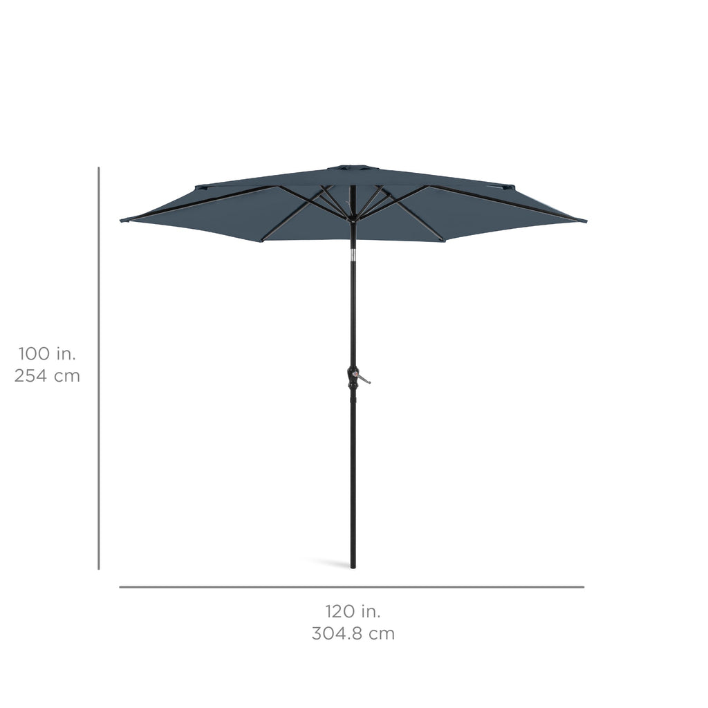 Outdoor Steel Market Patio Umbrella Decoration w/ Tilt, Crank Lift - 10ft
