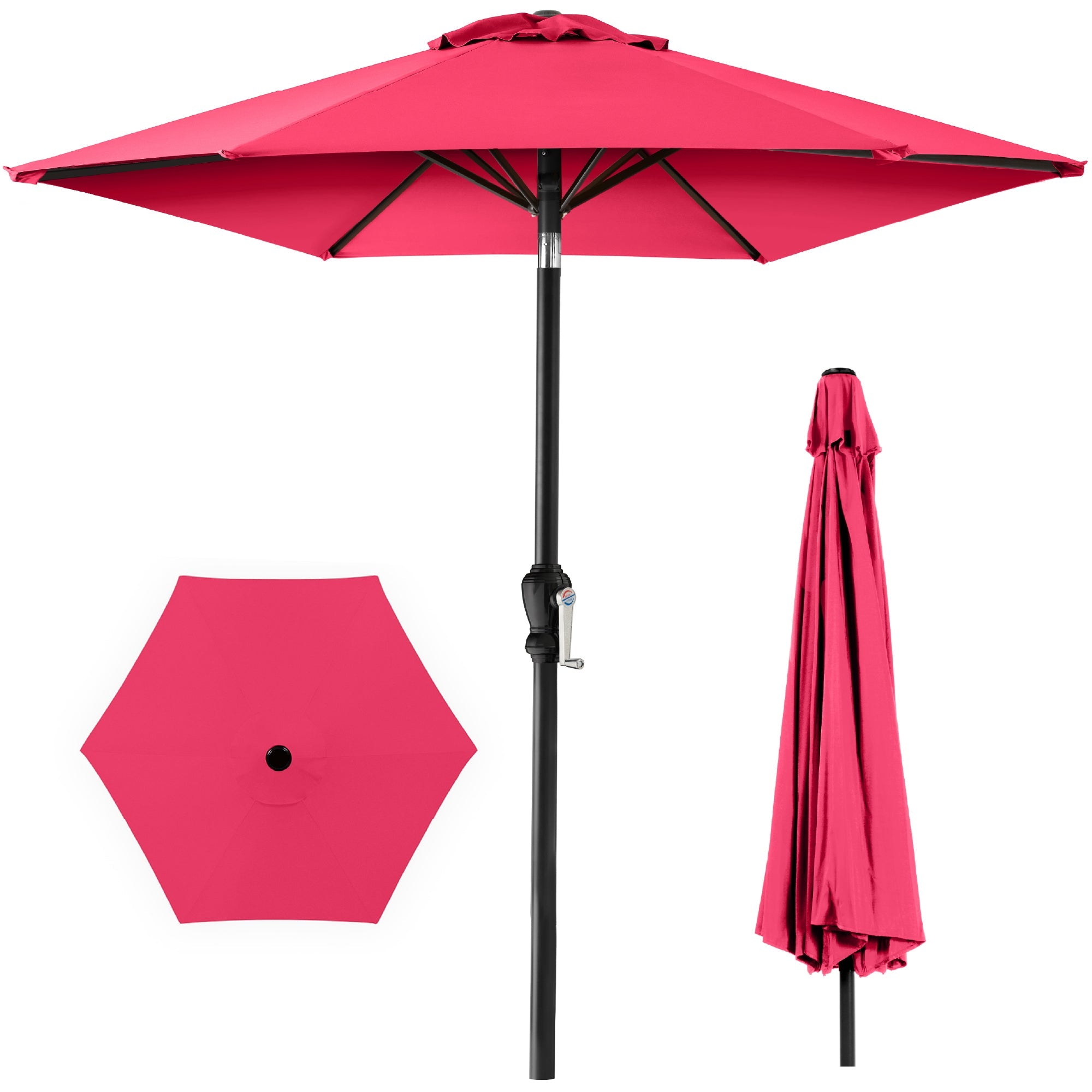 Outdoor Steel Market Patio Umbrella Decoration w/ Tilt, Crank Lift - 10ft