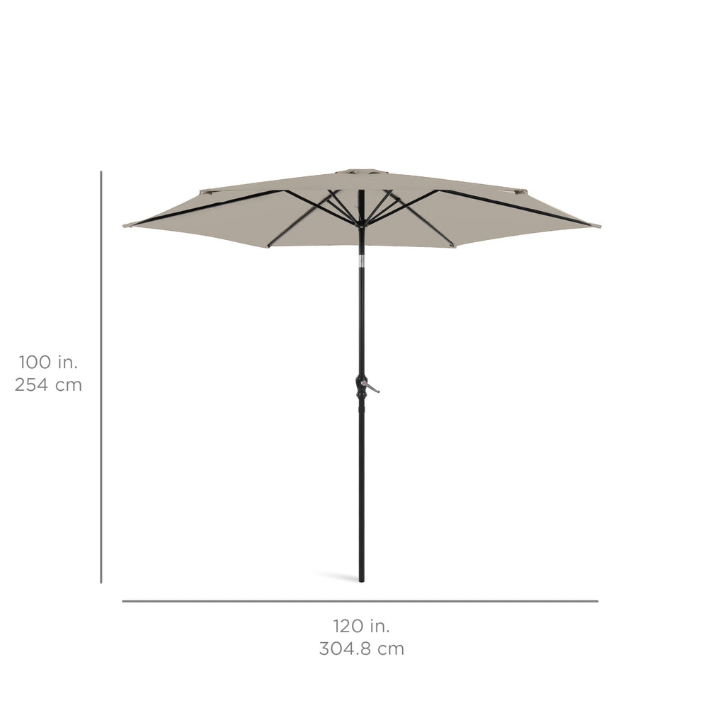 Outdoor Steel Market Patio Umbrella Decoration w/ Tilt, Crank Lift - 10ft