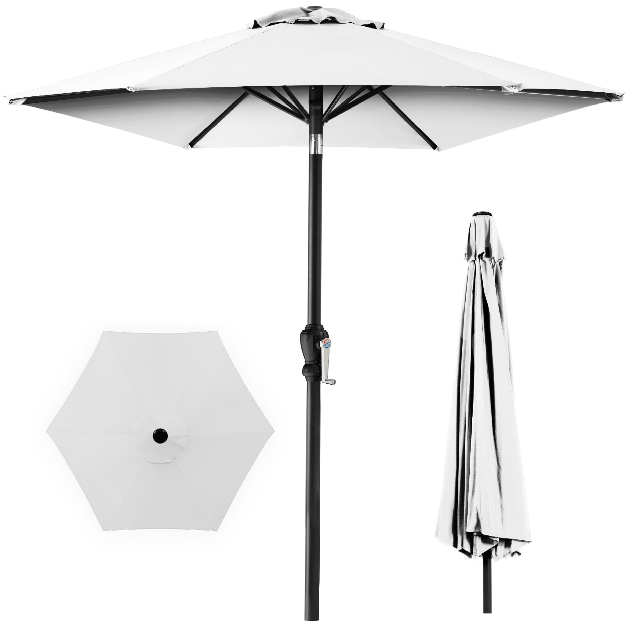Outdoor Steel Market Patio Umbrella Decoration w/ Tilt, Crank Lift - 10ft