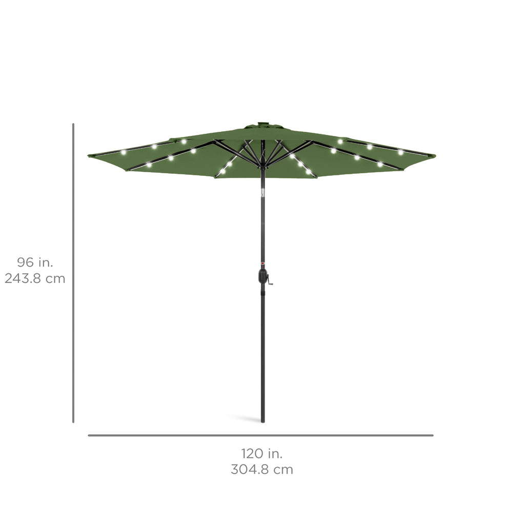 Solar LED Lighted Patio Umbrella w/ Tilt Adjustment, UV-Resistant - 10ft