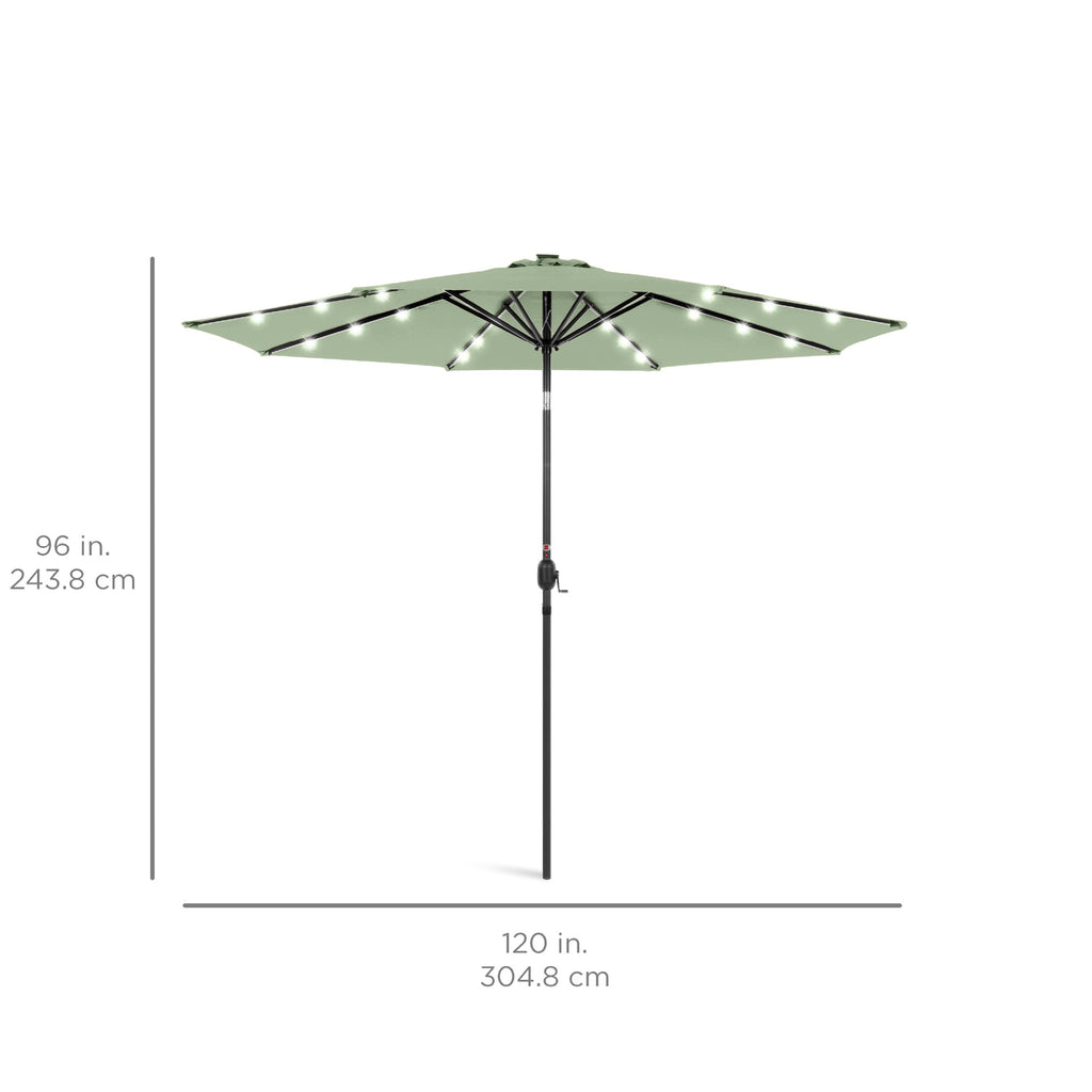 Solar LED Lighted Patio Umbrella w/ Tilt Adjustment, UV-Resistant - 10ft