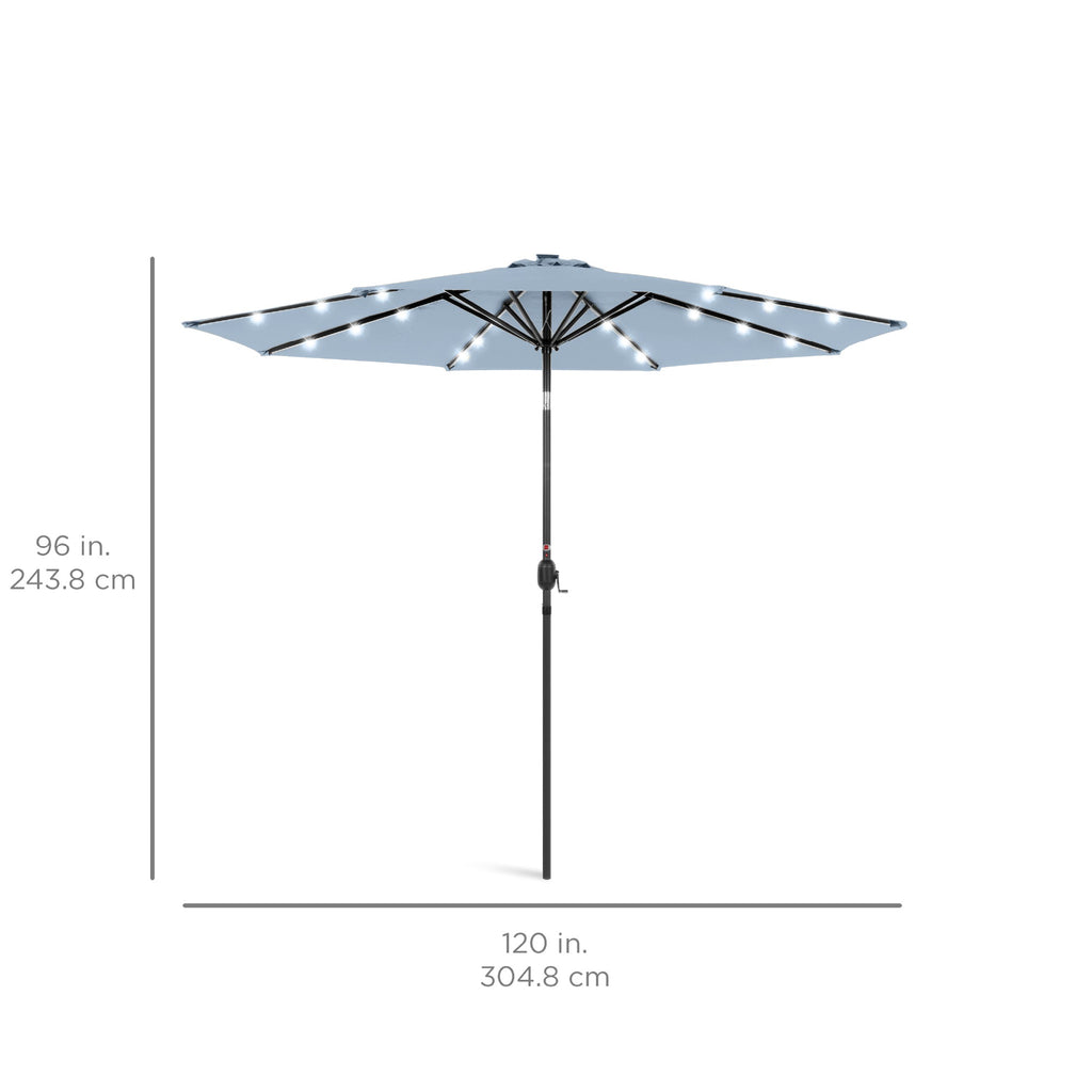 Solar LED Lighted Patio Umbrella w/ Tilt Adjustment, UV-Resistant - 10ft