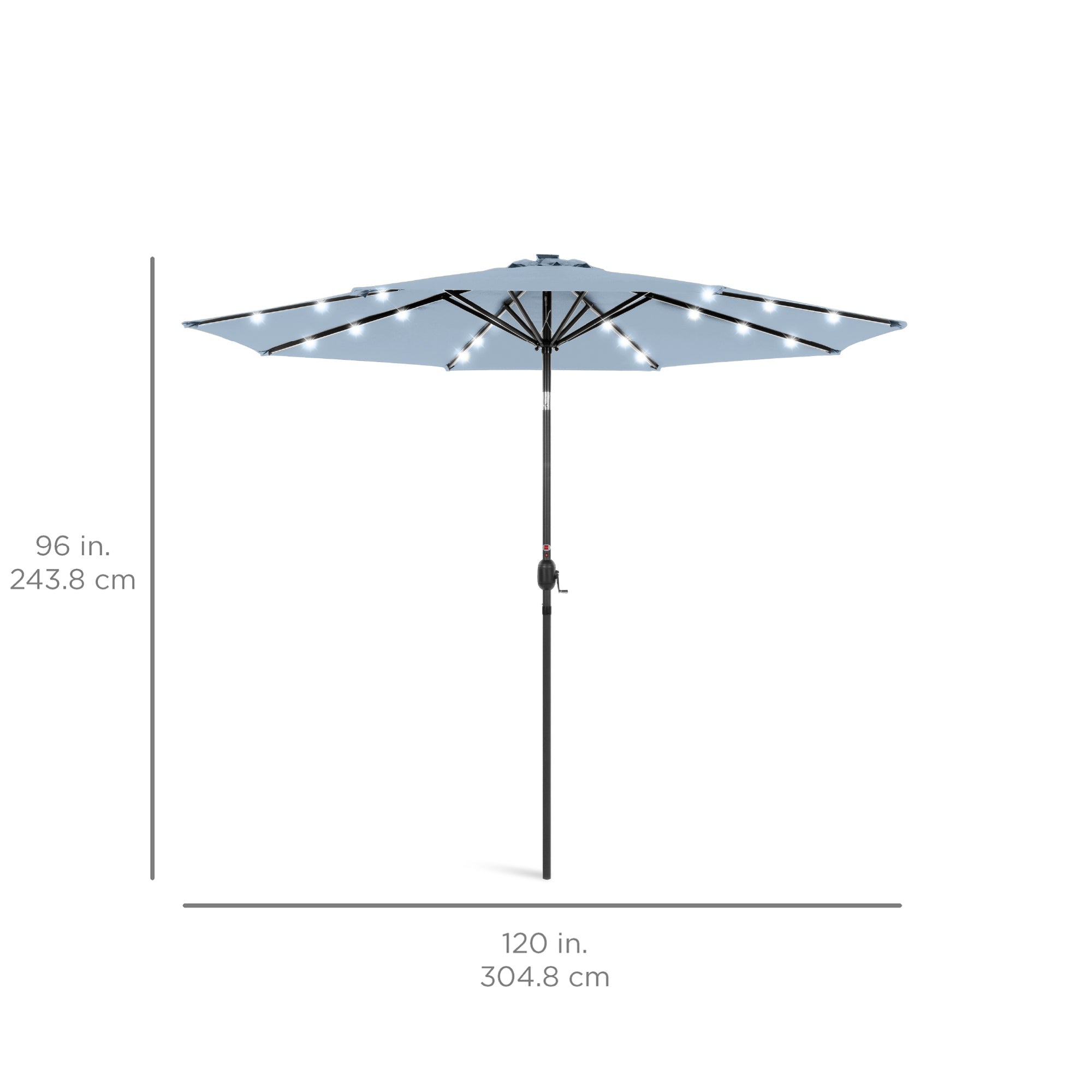 Solar LED Lighted Patio Umbrella w/ Tilt Adjustment, UV-Resistant - 10ft