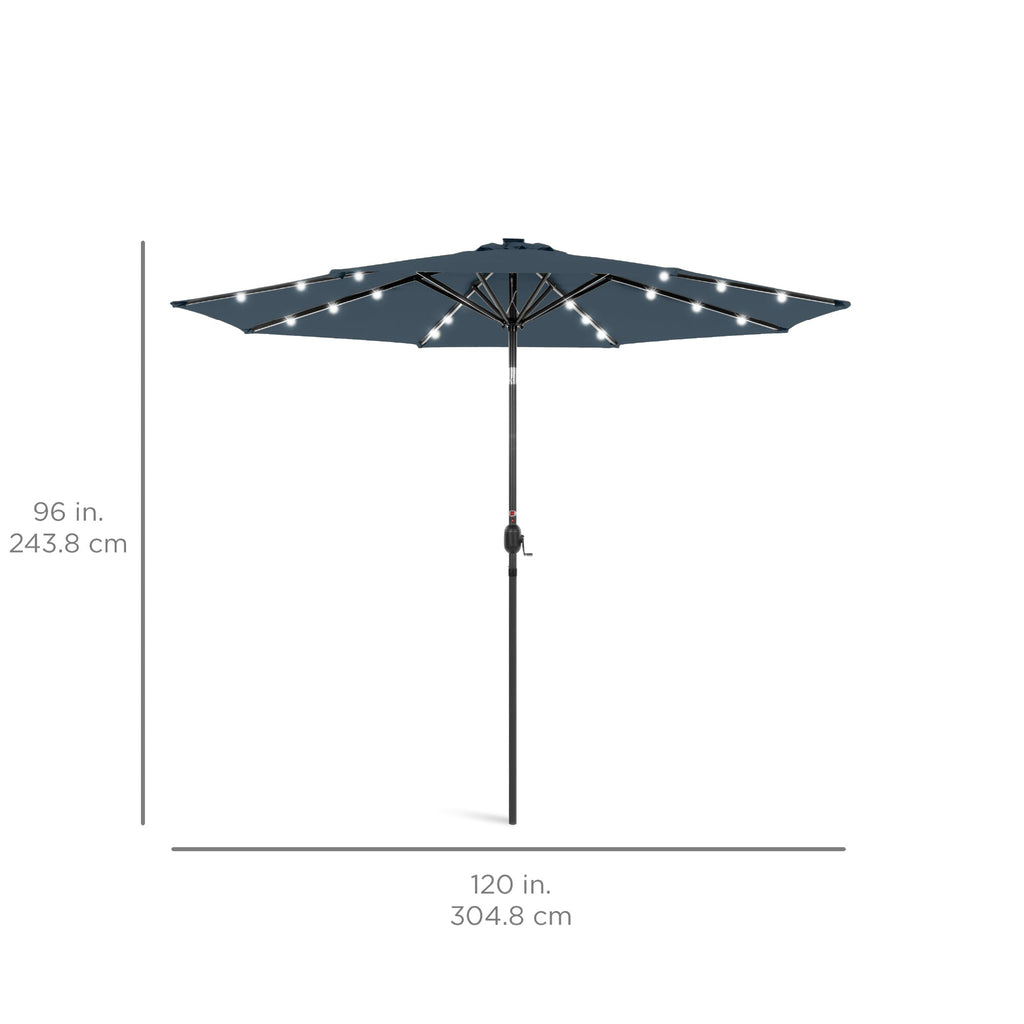 Solar LED Lighted Patio Umbrella w/ Tilt Adjustment, UV-Resistant - 10ft