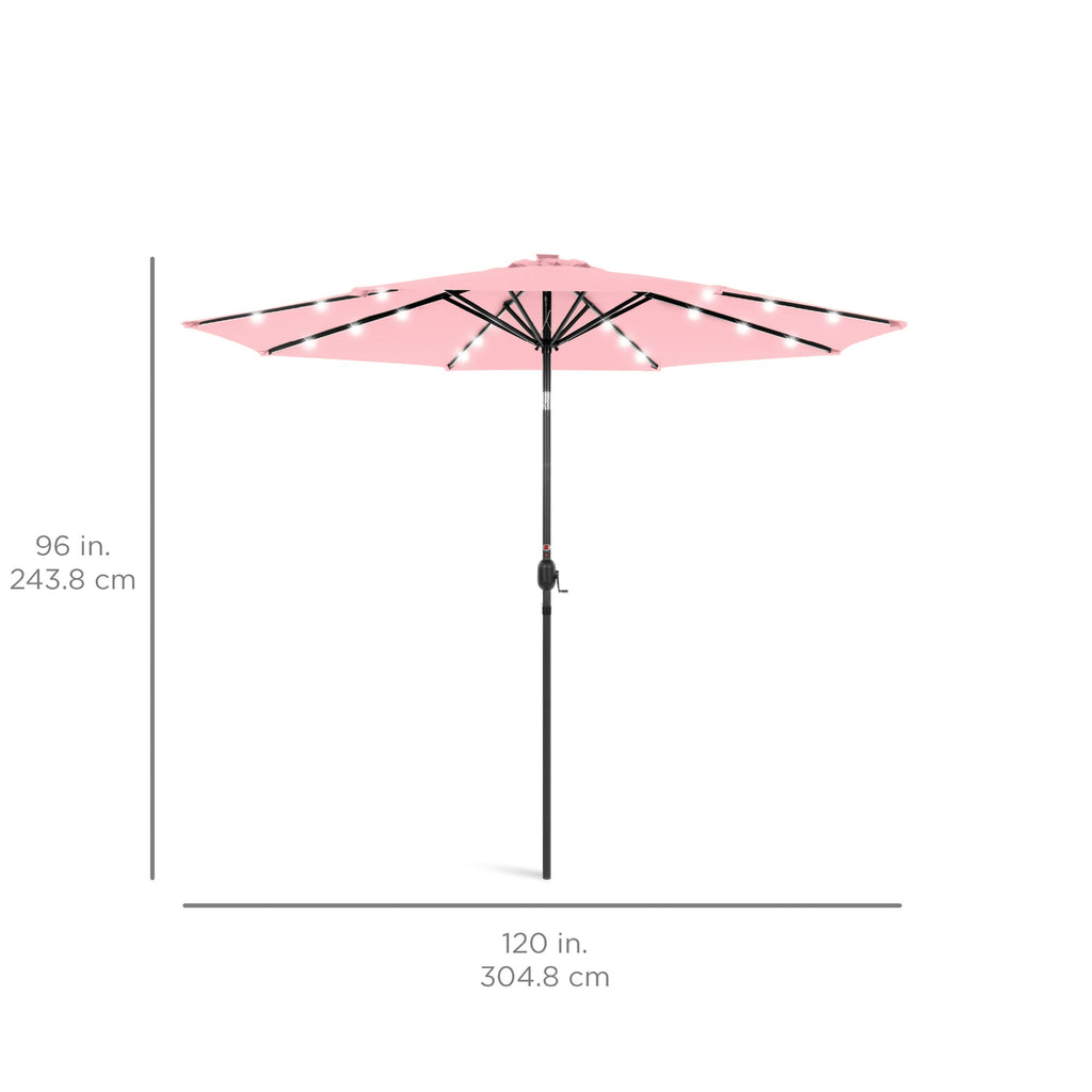 Solar LED Lighted Patio Umbrella w/ Tilt Adjustment, UV-Resistant - 10ft
