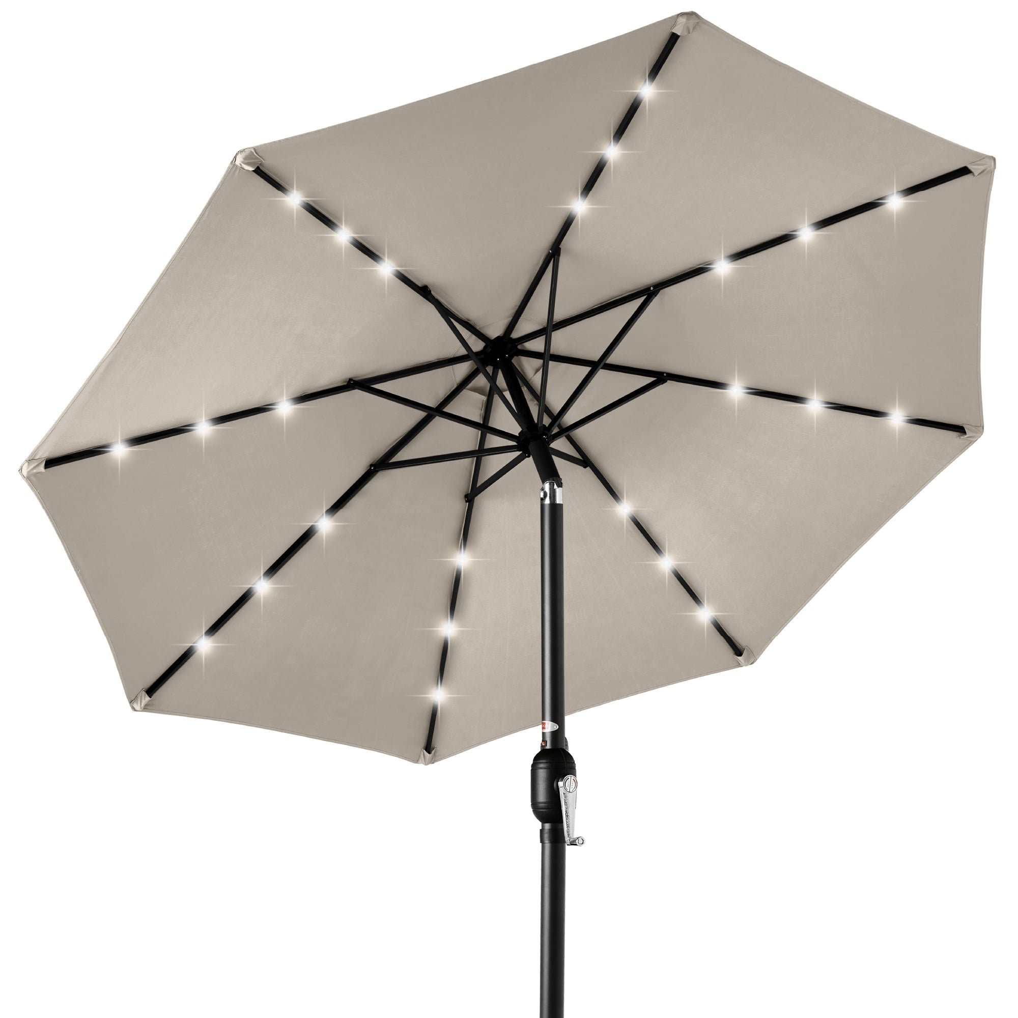 Solar LED Lighted Patio Umbrella w/ Tilt Adjustment, UV-Resistant - 10ft