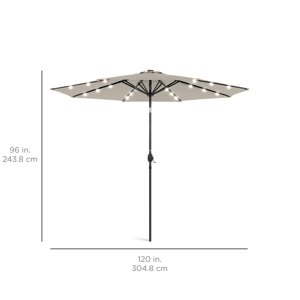 Solar LED Lighted Patio Umbrella w/ Tilt Adjustment, UV-Resistant - 10ft