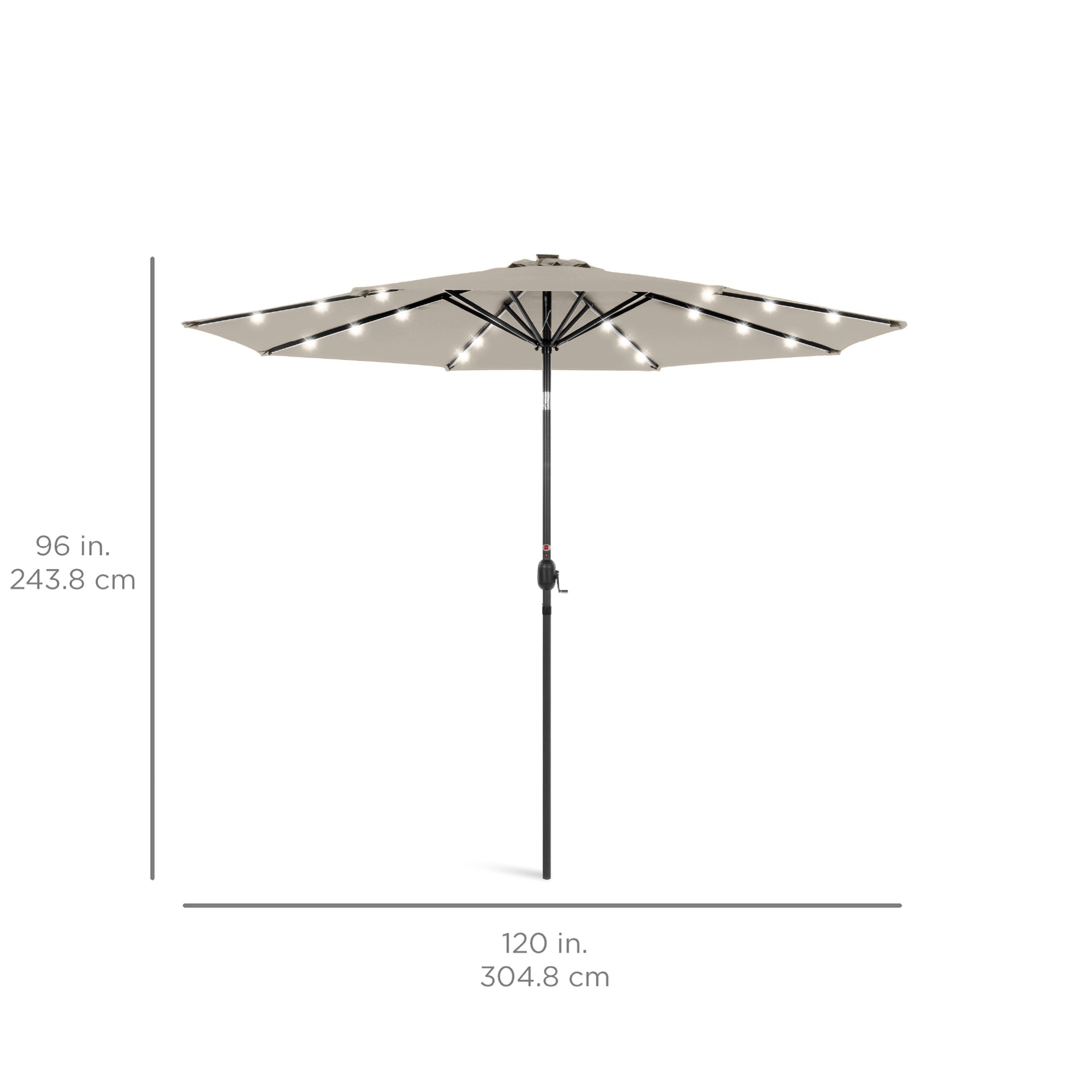 Solar LED Lighted Patio Umbrella w/ Tilt Adjustment, UV-Resistant - 10ft