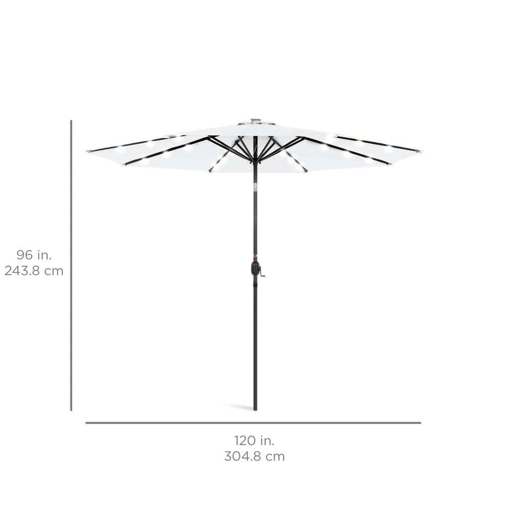 Solar LED Lighted Patio Umbrella w/ Tilt Adjustment, UV-Resistant - 10ft