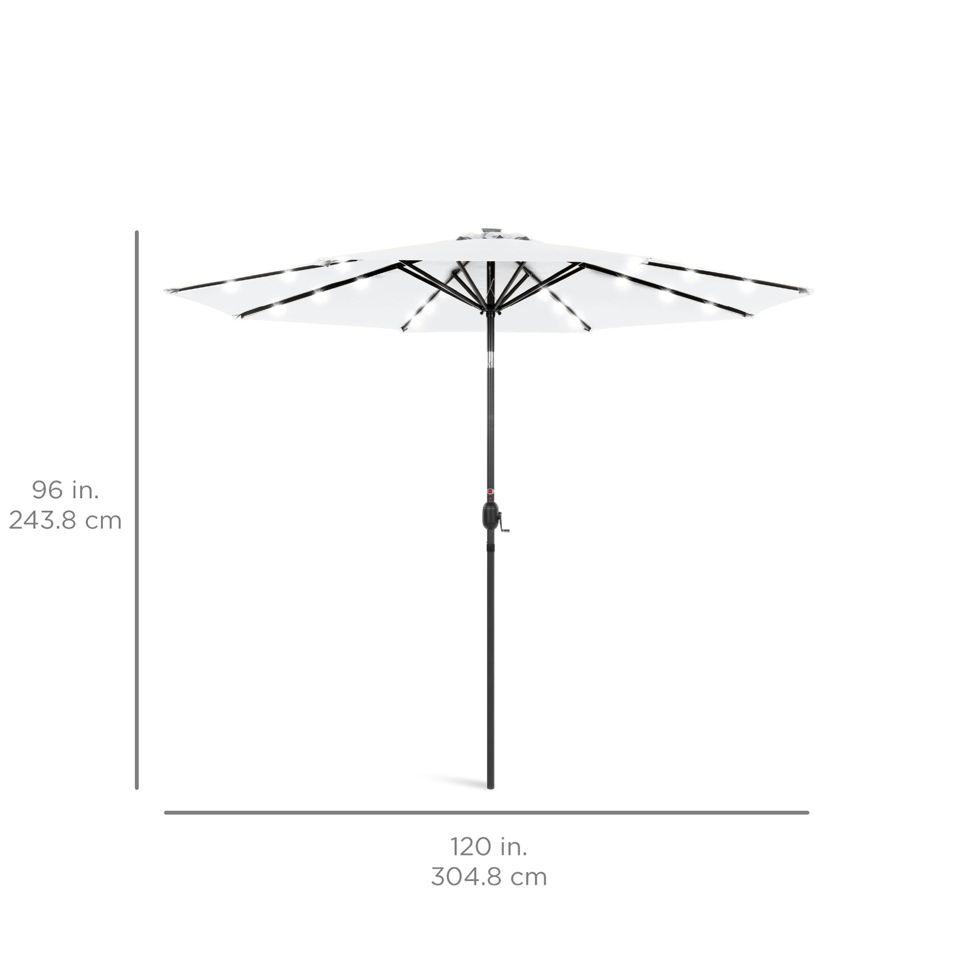 Solar LED Lighted Patio Umbrella w/ Tilt Adjustment, UV-Resistant - 10ft