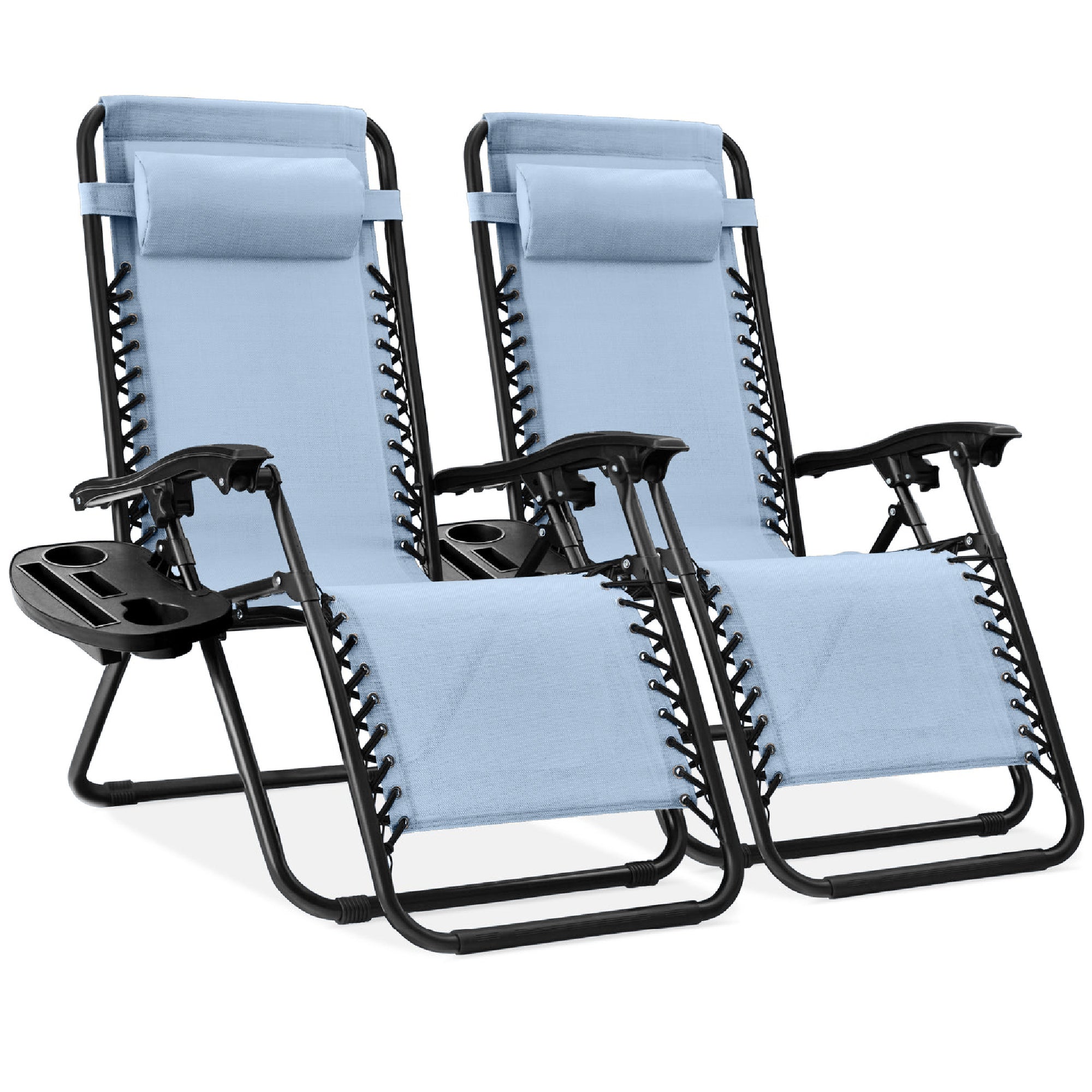 Set of 2 Adjustable Zero Gravity Patio Chair Recliners w/ Cup Holders