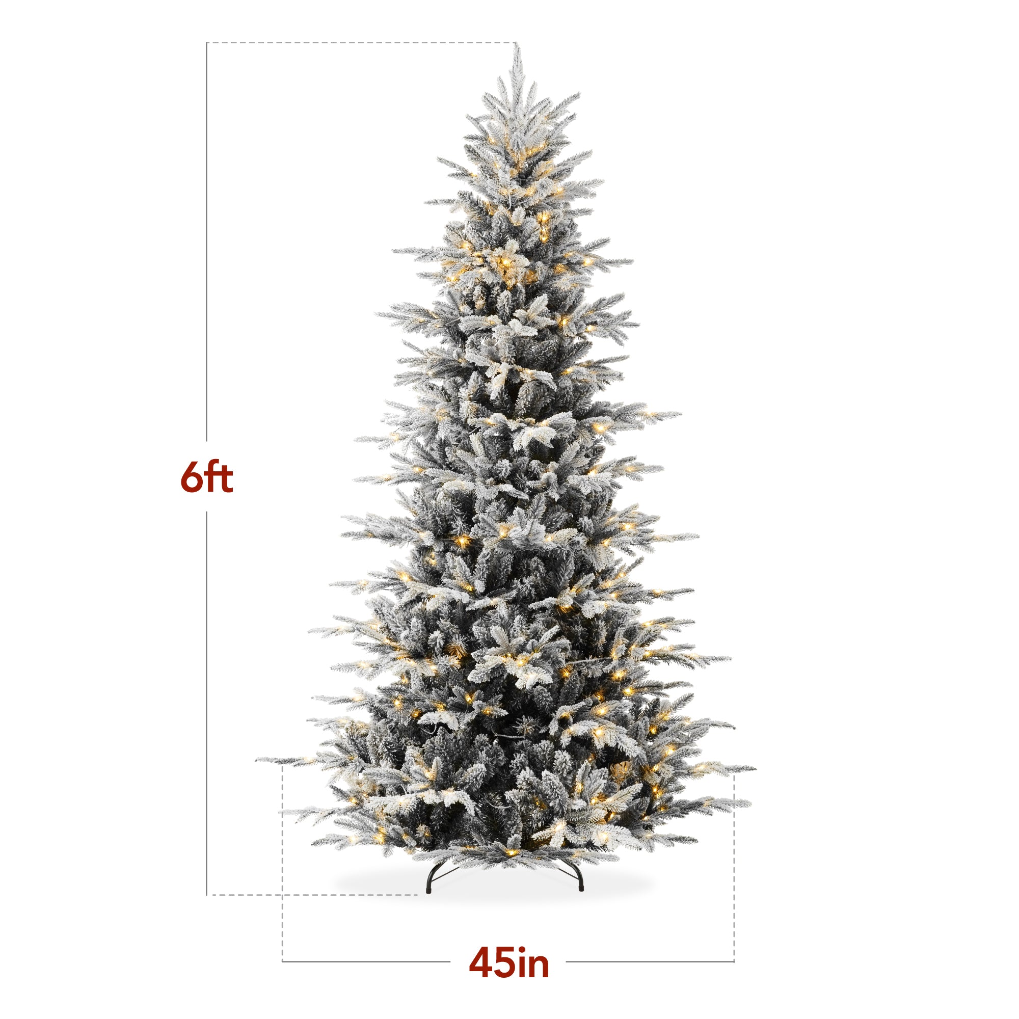 Pre-Lit Flocked Artificial Aspen Noble Fir Christmas Tree w/ Metal Stand