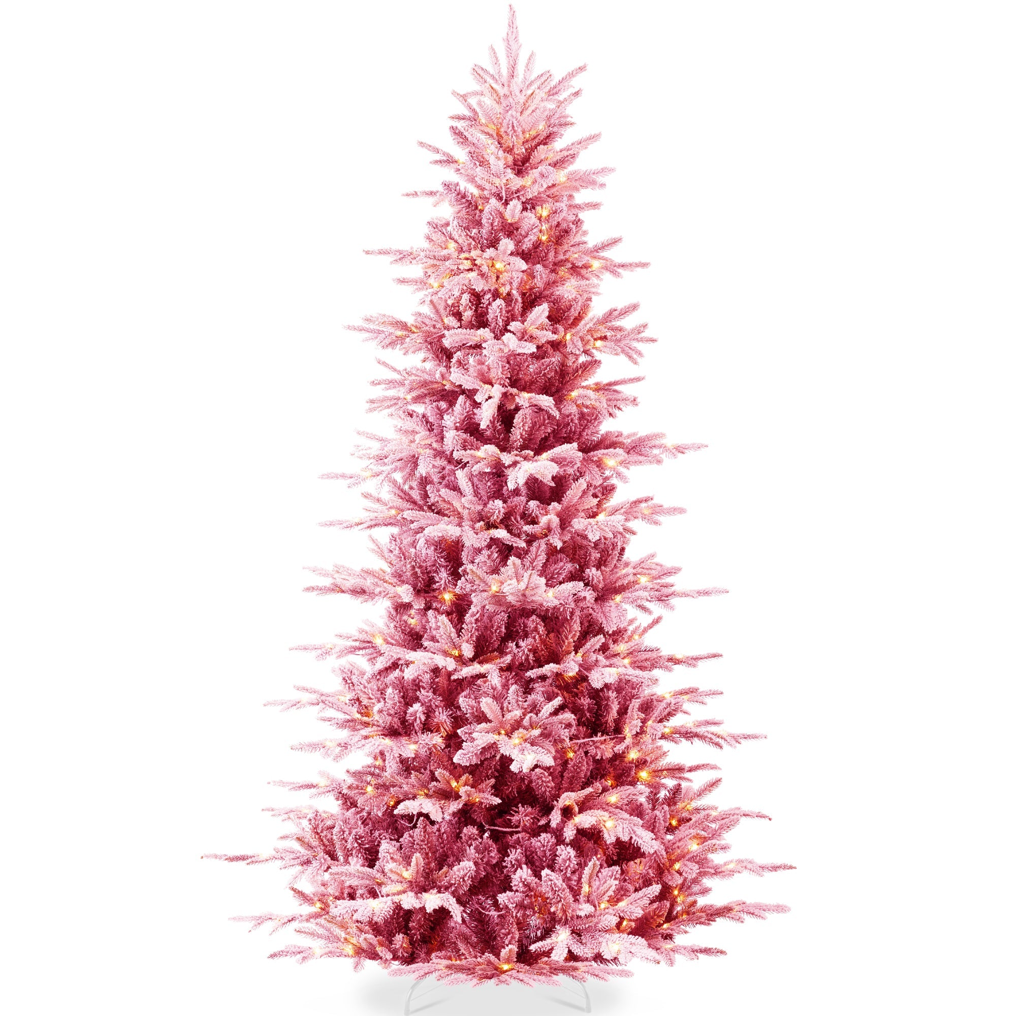 Pre-Lit Flocked Artificial Aspen Noble Fir Christmas Tree w/ Metal Stand
