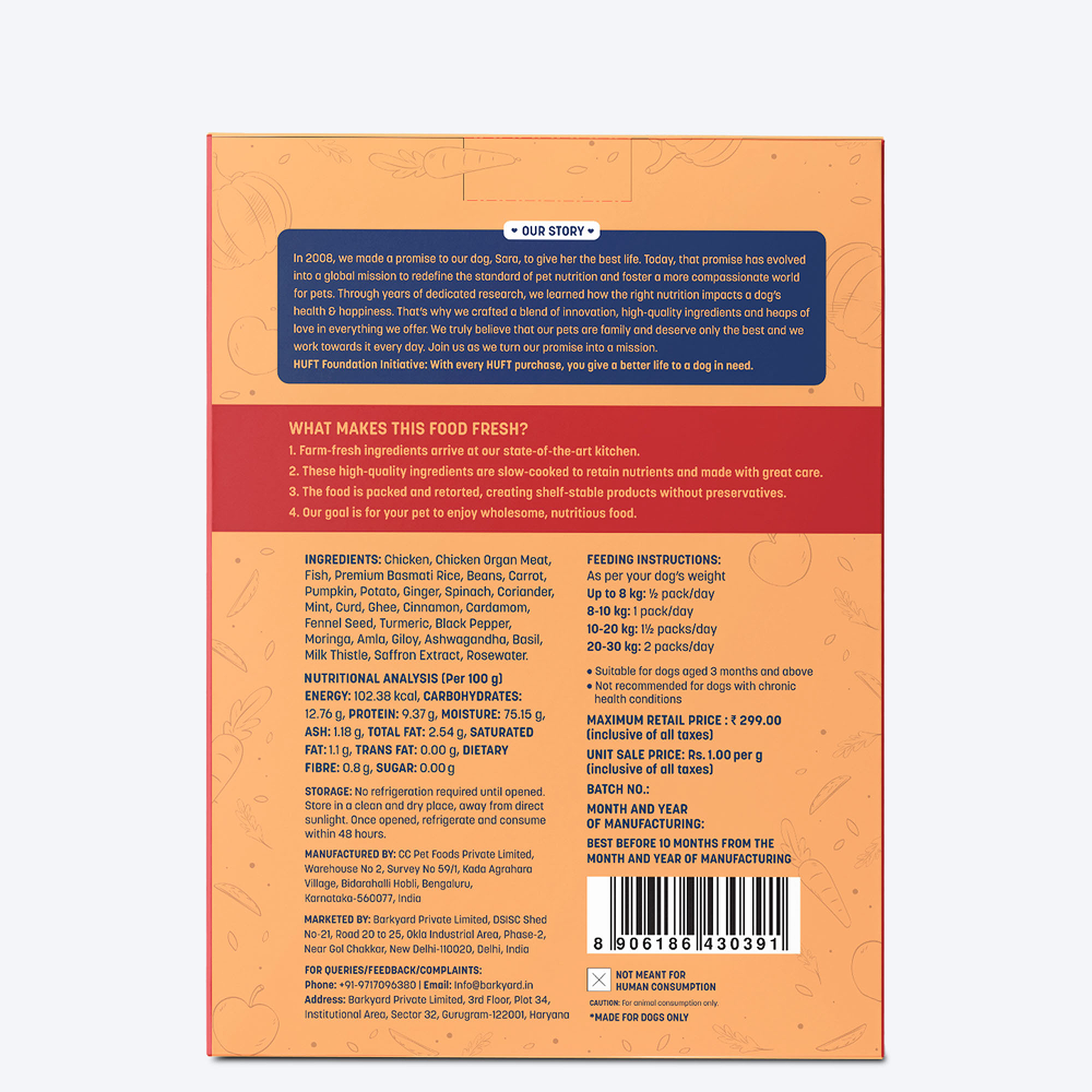 HUFT Sara's Wholesome Flavours Of India Chicken Biryani Dog Wet Food