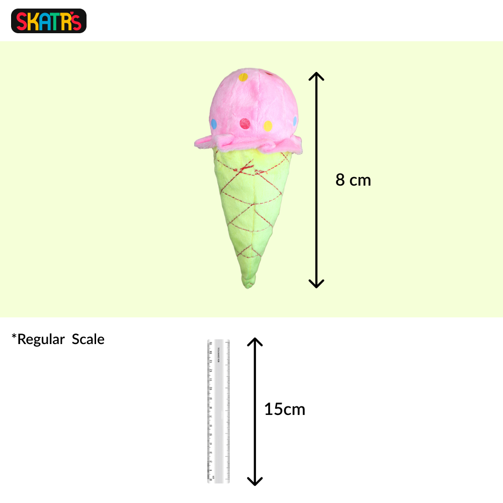 Skatrs Ice Cream Toy Plush for Cats & Dogs (Colour May Vary)