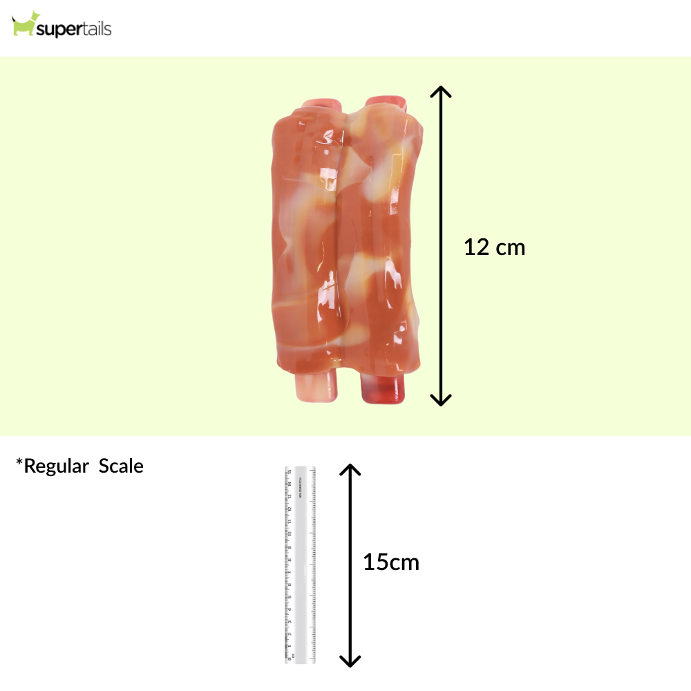 M Pets Carnivore Spare Ribs Bacon Scented Chew Toy for Dogs (Orange)