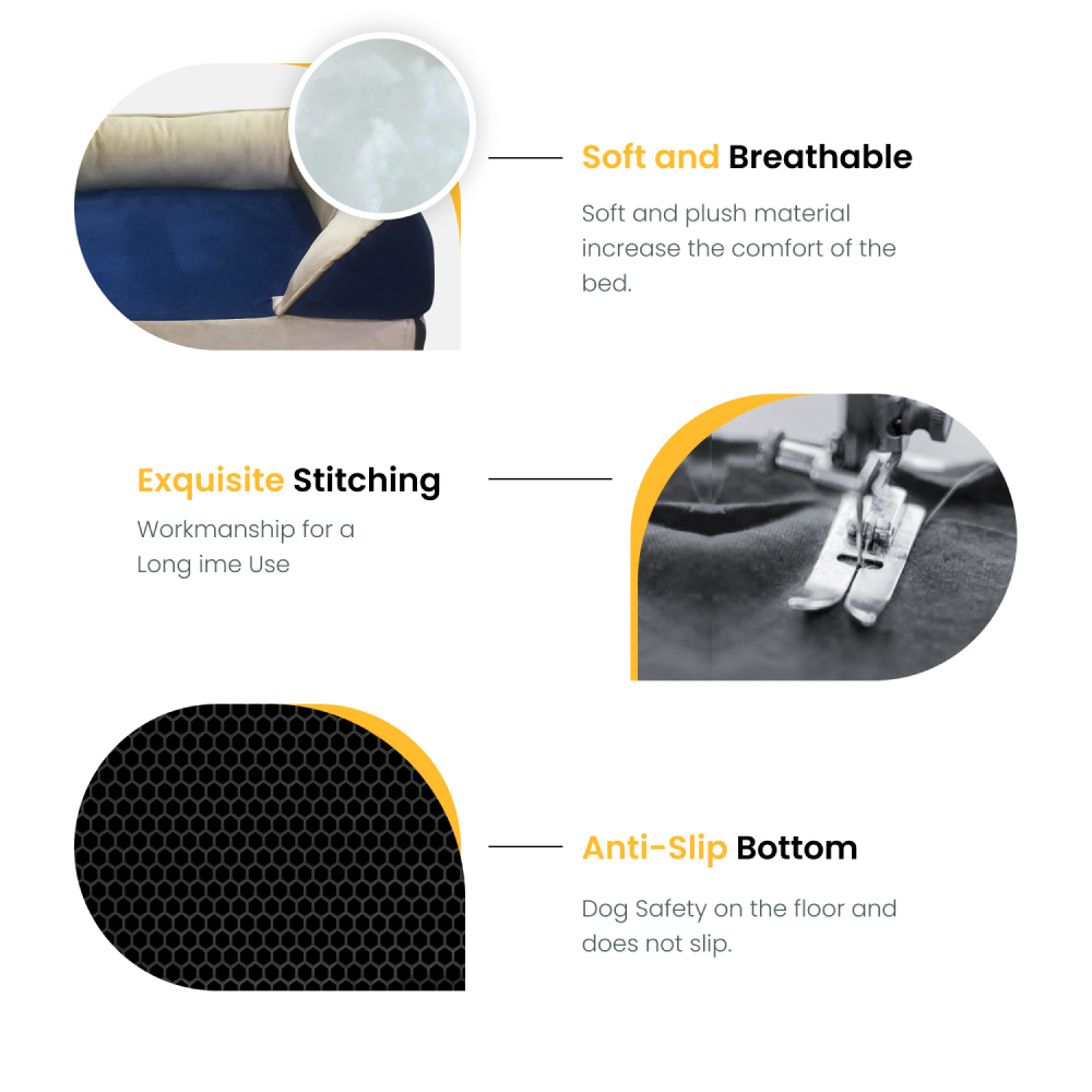 House of Furry Turkish Velvet Orthopedic Bolster Gunthar Bed for Dogs and Cats (Multicolor)