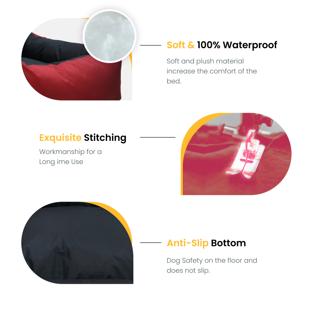 House of Furry Fully Waterproof High Bolster Ciru Bed for Dogs and Cats (Multicolor)