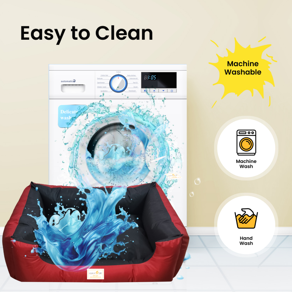 House of Furry Fully Waterproof High Bolster Ciru Bed for Dogs and Cats (Multicolor)