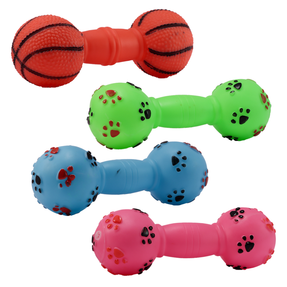 Skatrs Squeaky Dumbell Paw Toy for Cats & Dogs (Colour May Vary)